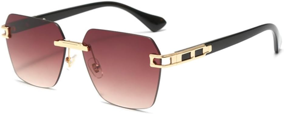 

Модные классические безободковые солнцезащитные очки в винтажном металлическом стиле для мужчин и женщин, с защитой от УФ-излучения UV400, очки для рыбалки JWMSXYQR, 02