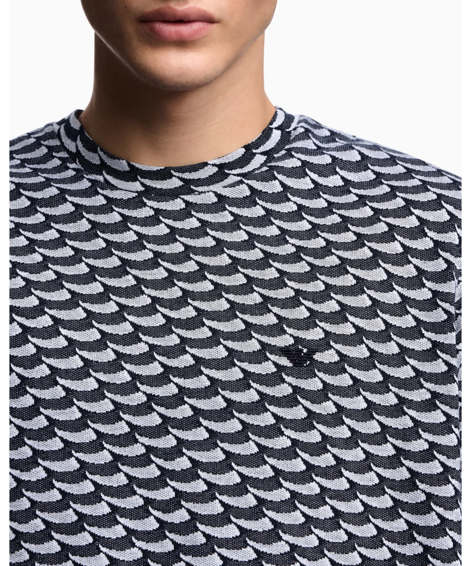Мужская футболка EMPORIO ARMANI Icon с жаккардовым узором белая — фото 3