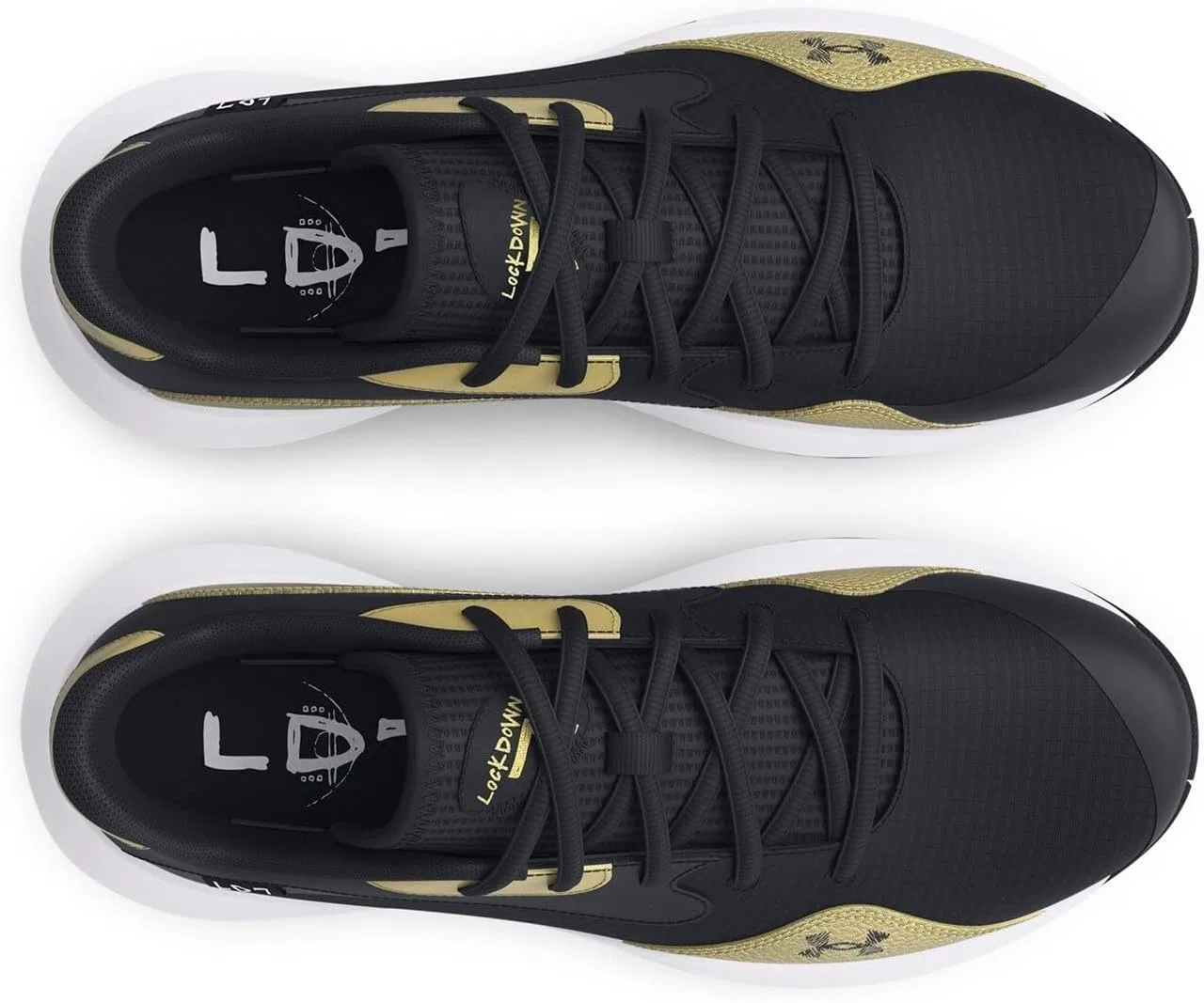 Баскетбольные кроссовки Under Armour Unisex UA Lockdown 7 Low, черные с золотистым металлическим блеском, размер 44 EU — фото 4