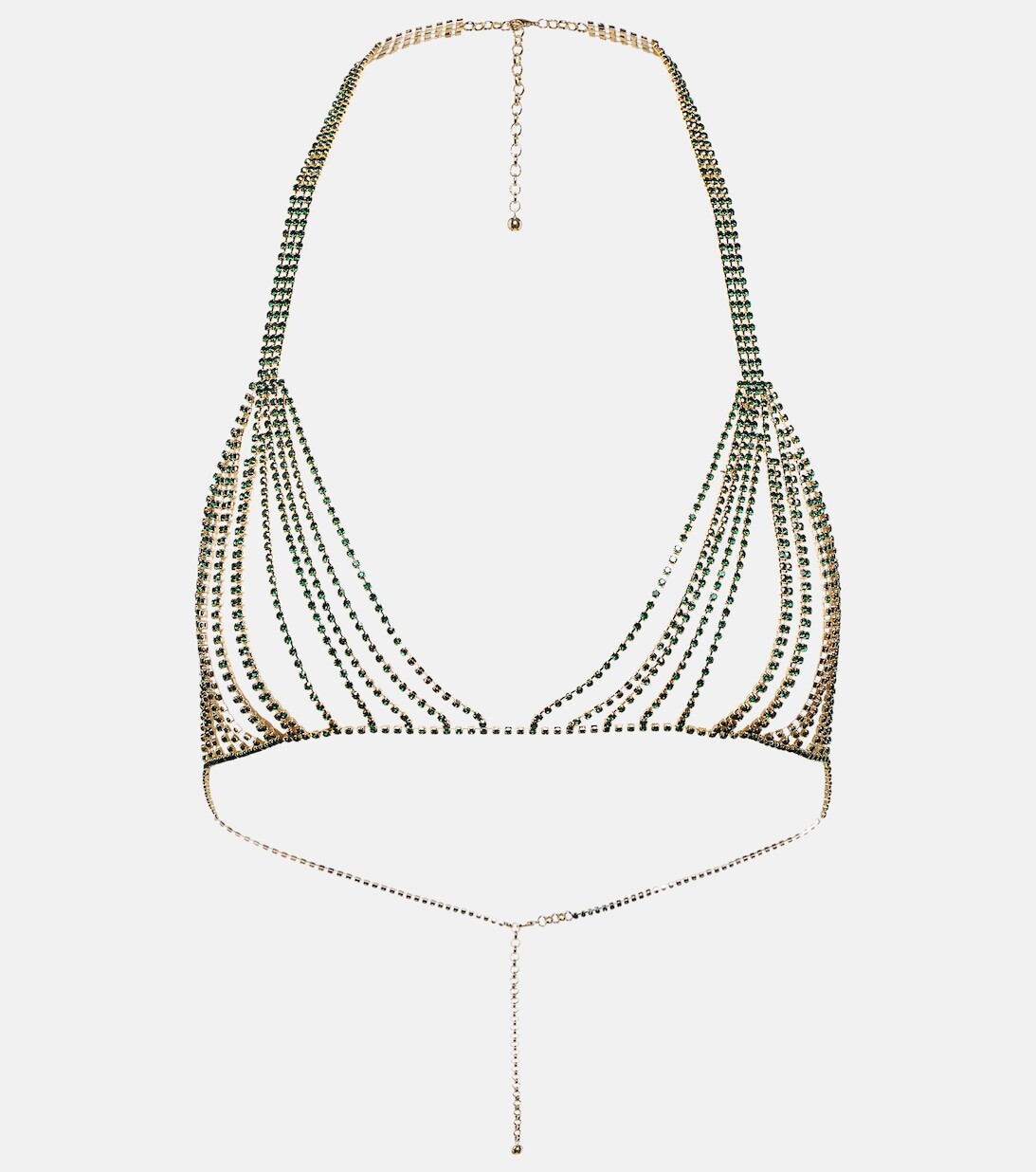 

Бюстгальтер с цепочкой, украшенный драгоценными камнями OSÉREE, зеленый