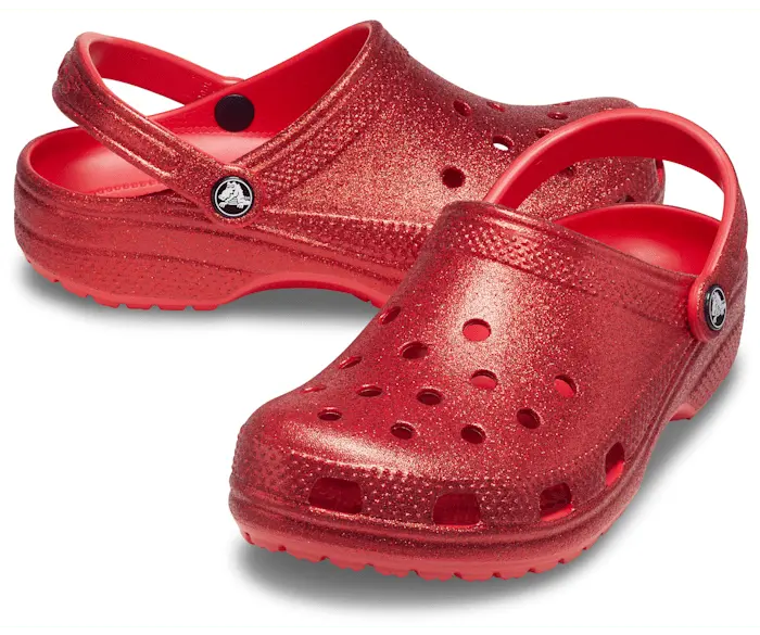 Классические блестящие сабо Crocs женские, цвет Flame — фото 2