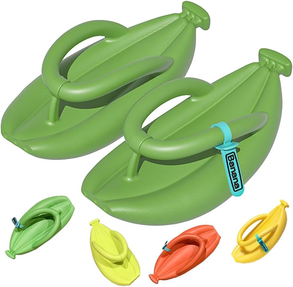 

Тапочки Smehei в форме банана, сандалии-шлепанцы в форме банана, нескользящие тапочки для душа, шлепанцы из ЭВА, унисекс, зеленый