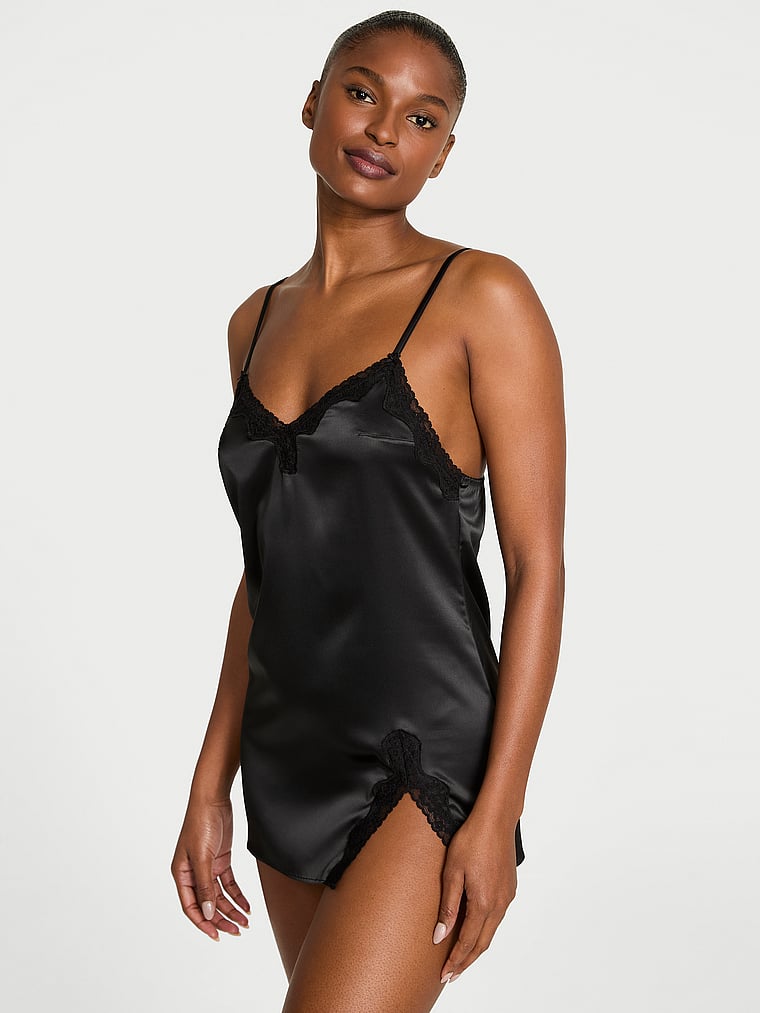 

Мини-Платье-Комбинация Tease с атласной отделкой и кружевом Victoria'S Secret, черный