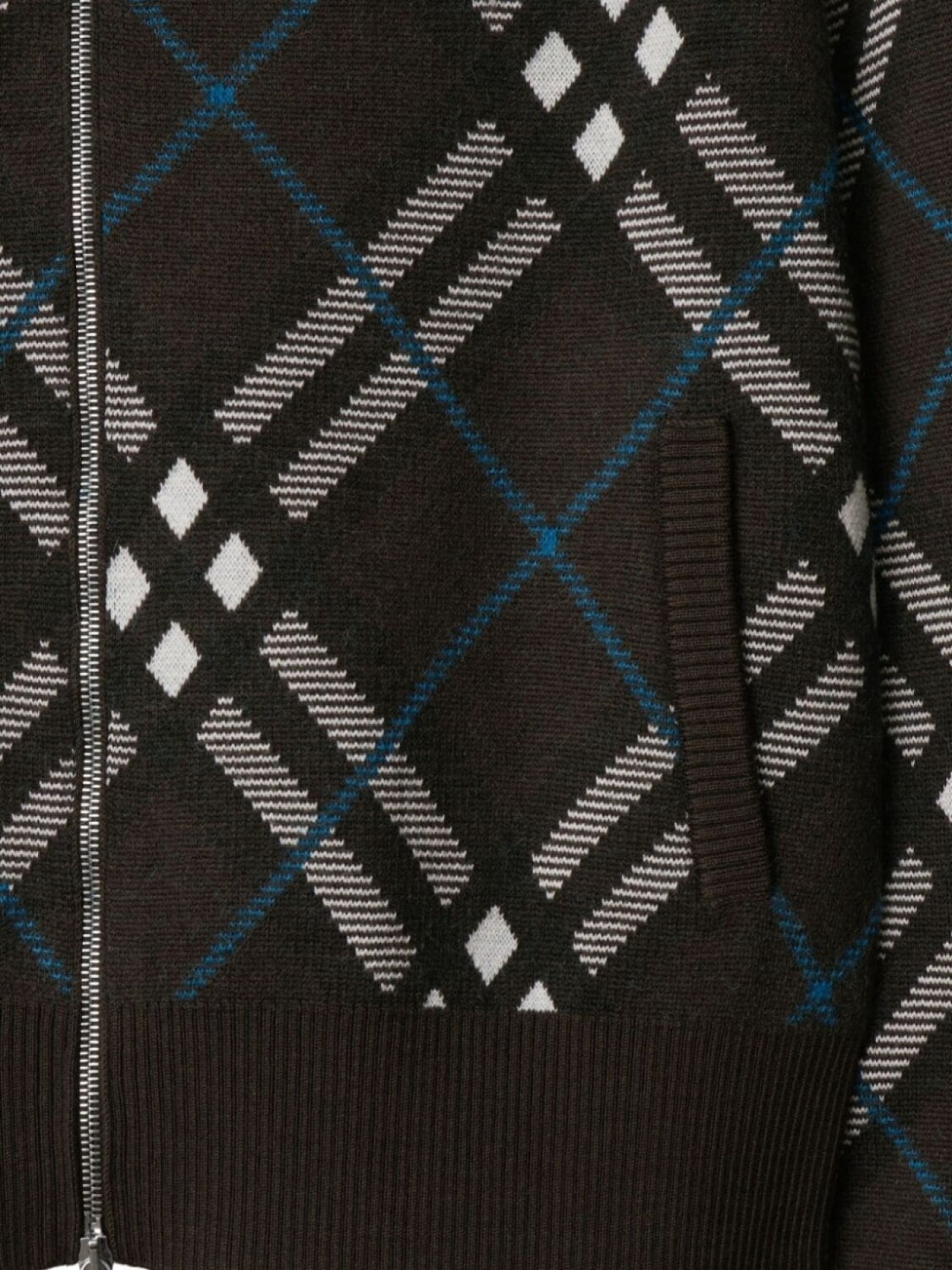 Кардиган Burberry на молнии в клетку, коричневый — фото 4