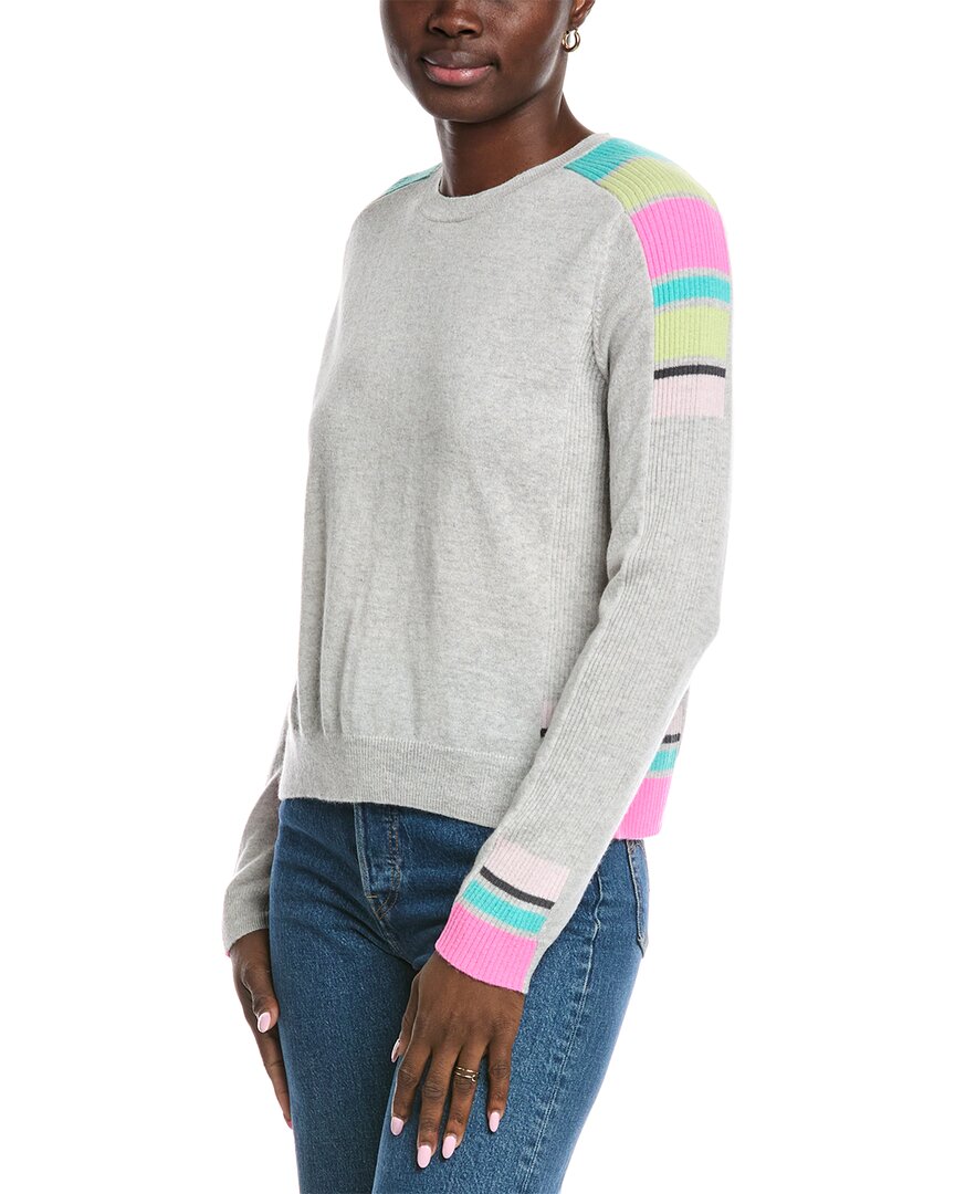 

Осенний укороченный кашемировый свитер с атлетической полосатой резинкой Autumn Cashmere, серый
