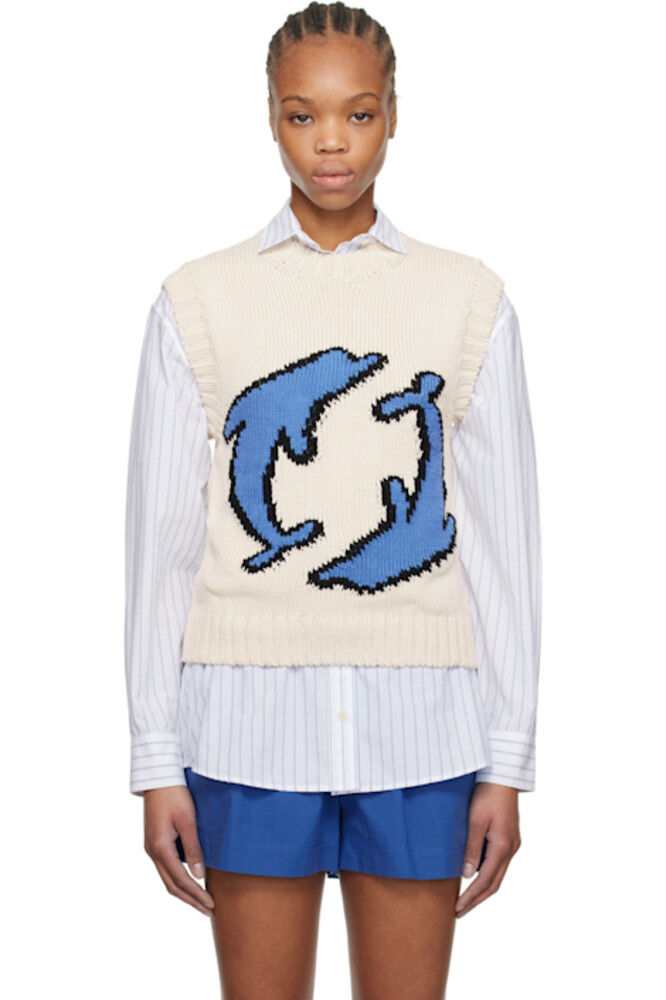 

Жаккардовый жилет цвета «Off-White» MSGM