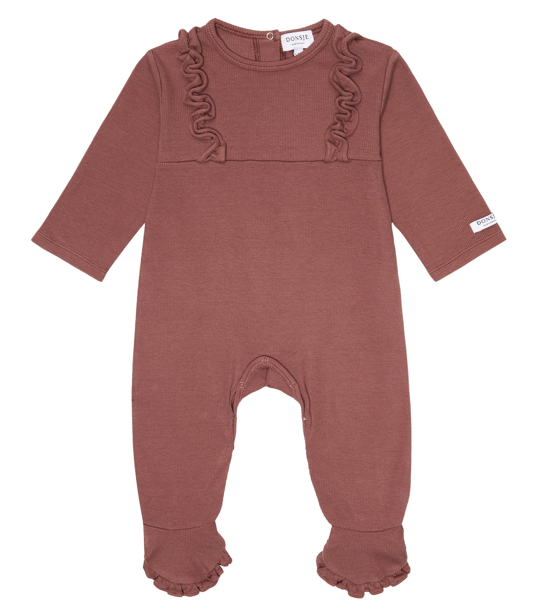 

Хлопковый комбинезон Baby Kone с оборками Donsje, Dark Clay