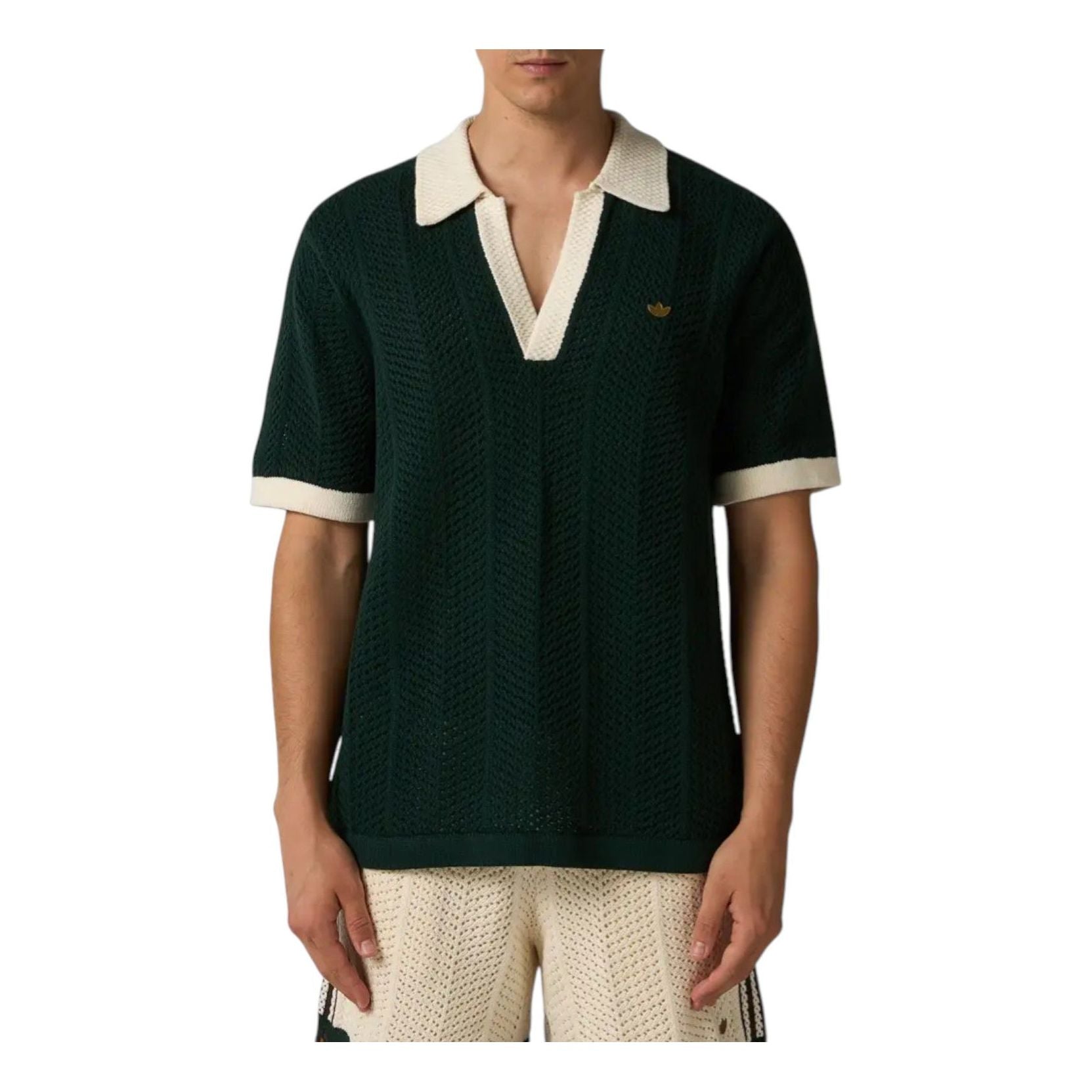 Поло adidas x CLOT by Edison Chen Knit Polo Shirt 'Green Night' — фото 2
