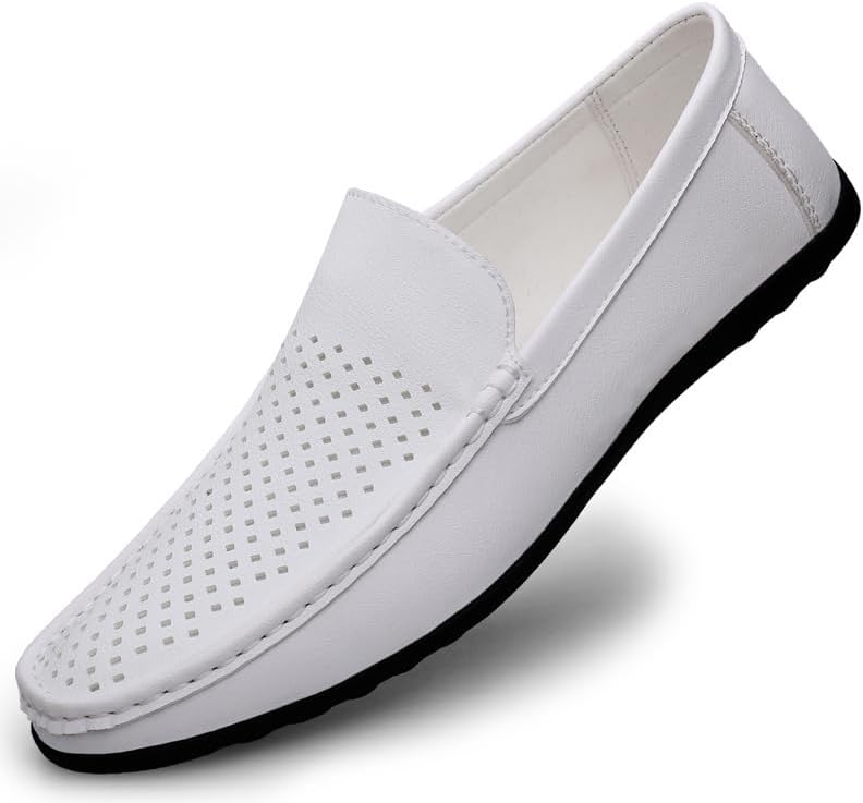 

Мужские пенни-лоферы ZUAUOOT из кожи, дышащие слипоны и прогулок на лодке, белый