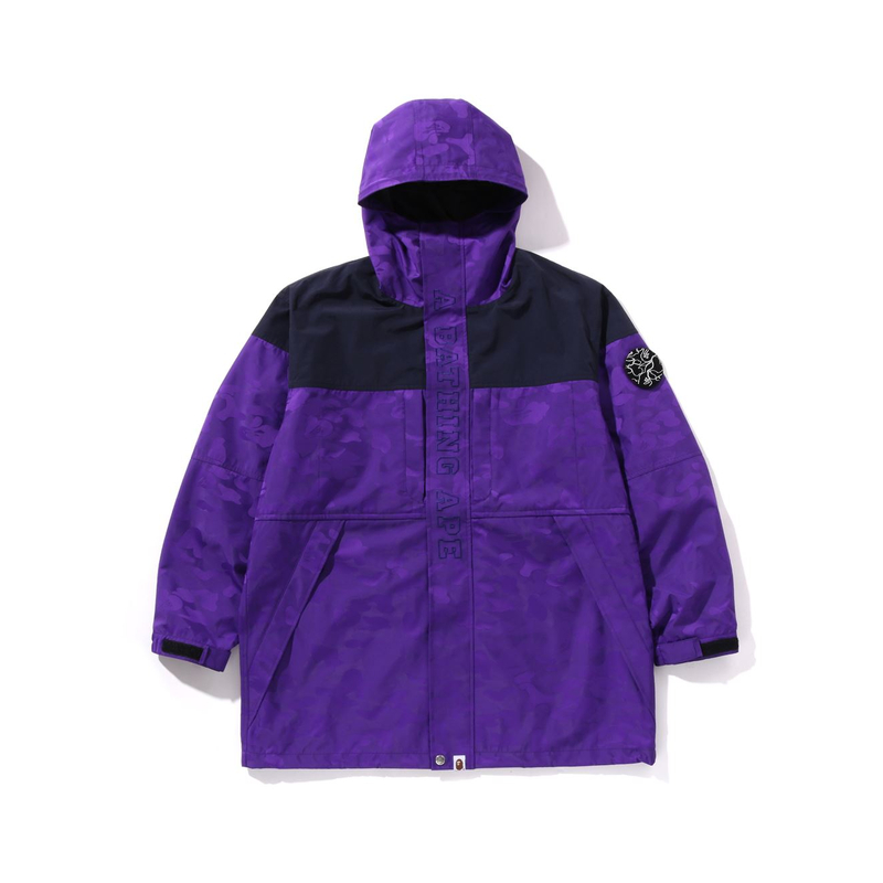 

A BATHING APE Сплошной камуфляжный жаккардовый длинный плащ, Purple PPX