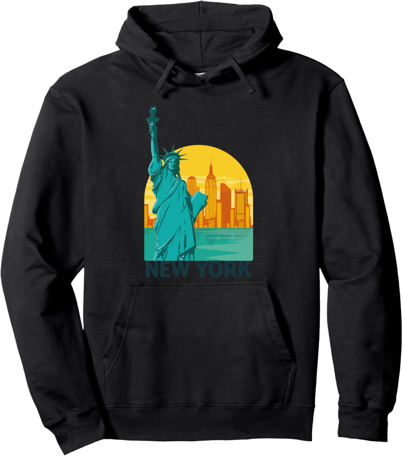 

Худи с силуэтом небоскребов Нью-Йорка, США Us United States City Skylines Silhouette Outline, черный