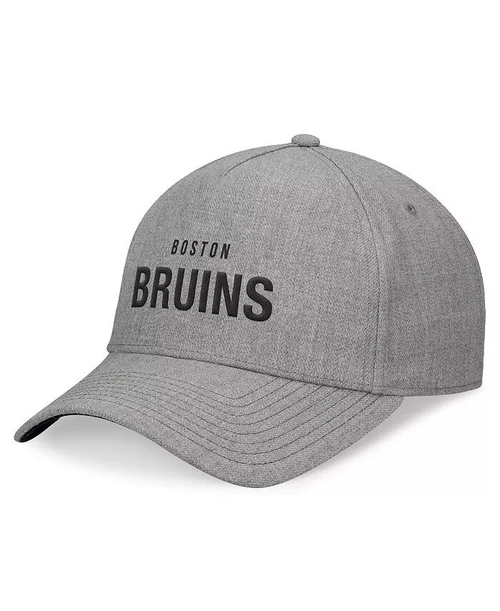 

Мужская кепка Boston Bruins Elements A-Frame Leather Strap Back Hat цвета серого меланжа Fanatics Signature