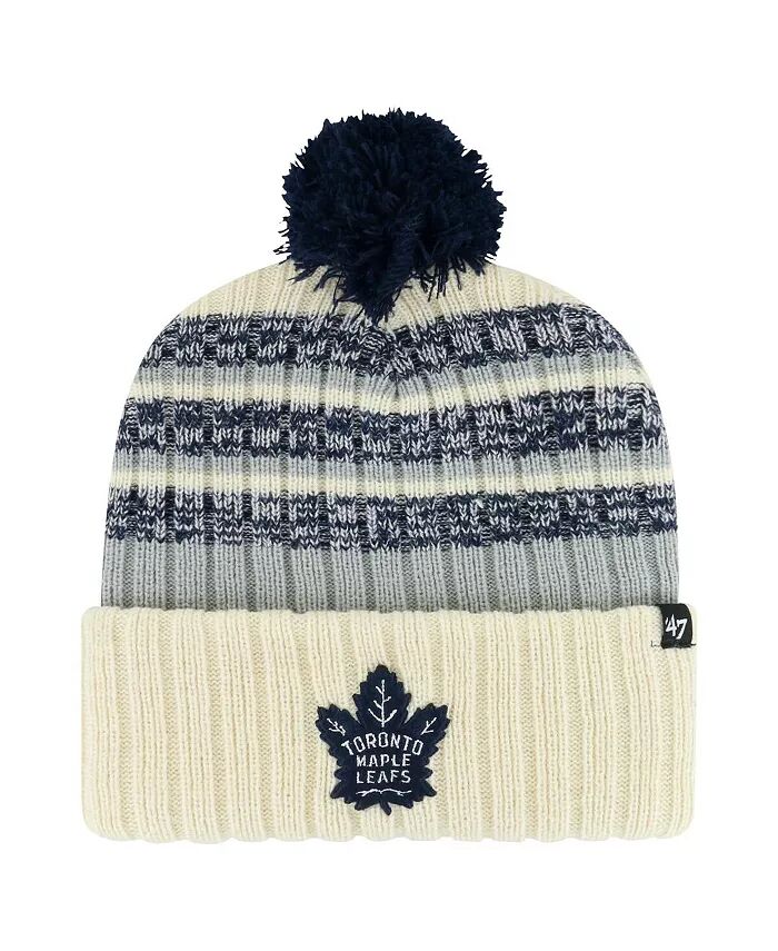 

Мужская кремовая вязаная шапка Toronto Maple Leafs Tavern с манжетами и помпоном '47 Brand