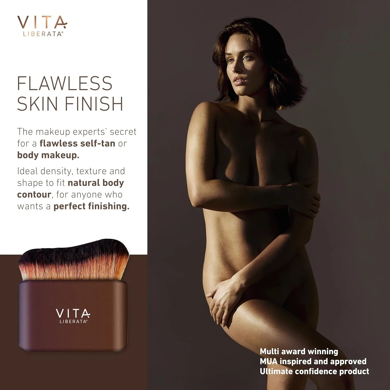 Кисть для автозагара Vita Liberata - разработана для использования с автозагаром и макияжем тела, обеспечивает равномерное нанесение без разводов, многоразовая и легко моется, подходит для веганов., Brown — фото 3