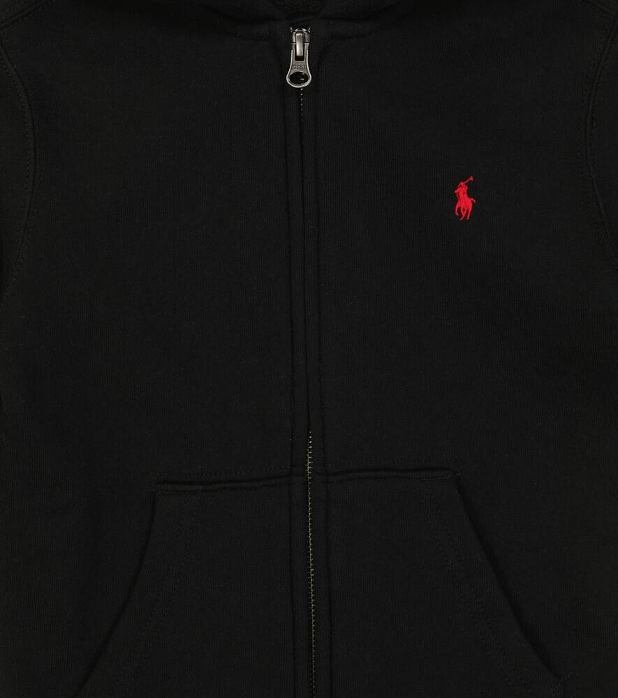 Толстовка с капюшоном из смесового хлопка на молнии Polo Ralph Lauren, черный — фото 3