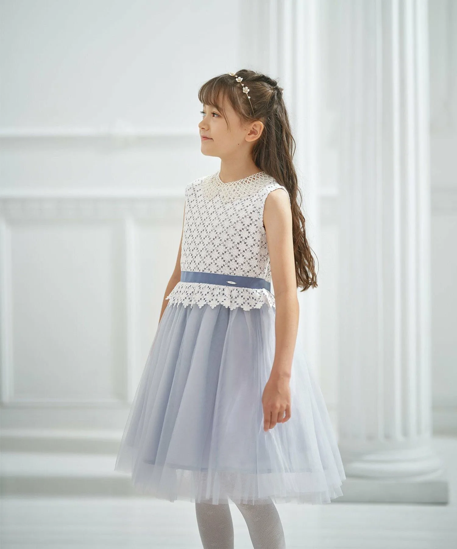 [110-140 см] Платье с цветочным кружевом Kids Suite, Navy [075] — фото 3