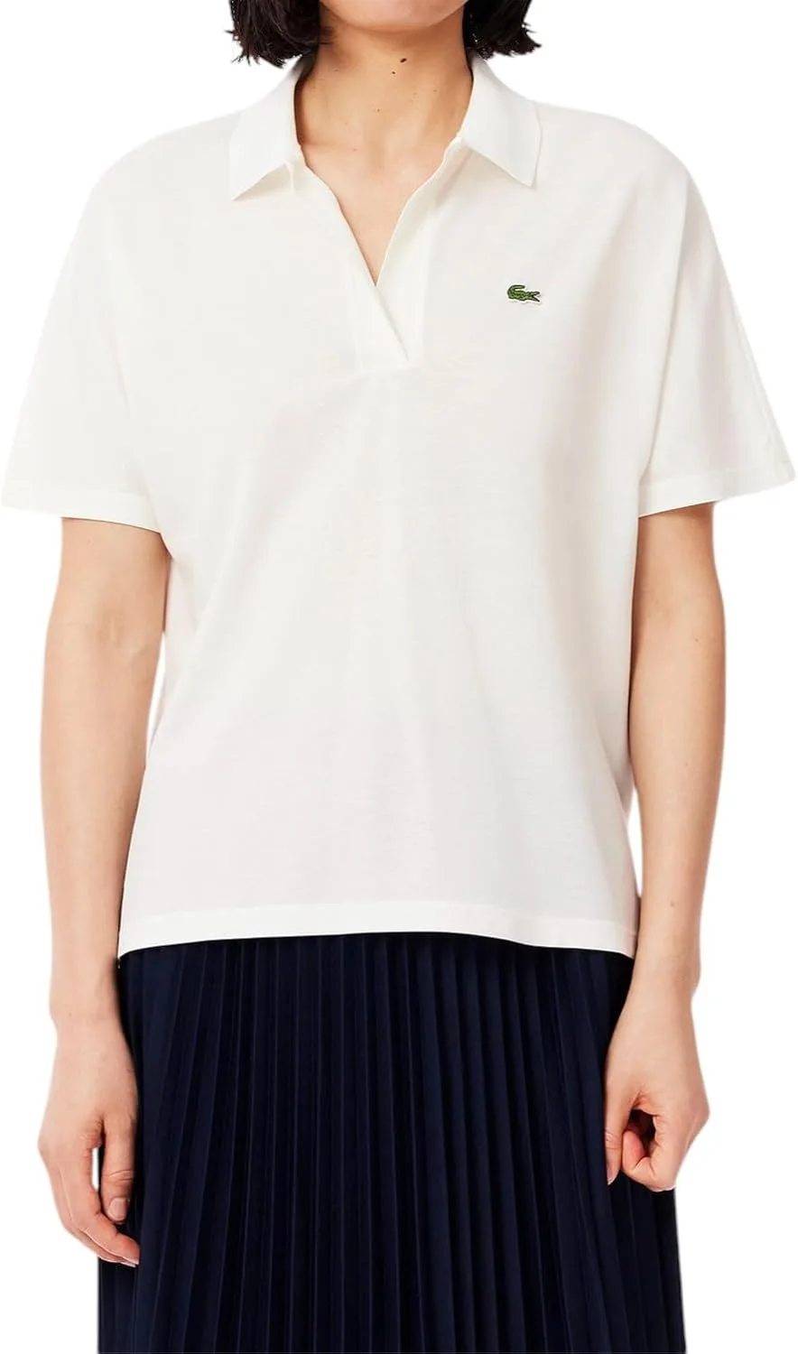 Поло Lacoste Relaxed Fit Fluid Pique, однотонная, мука