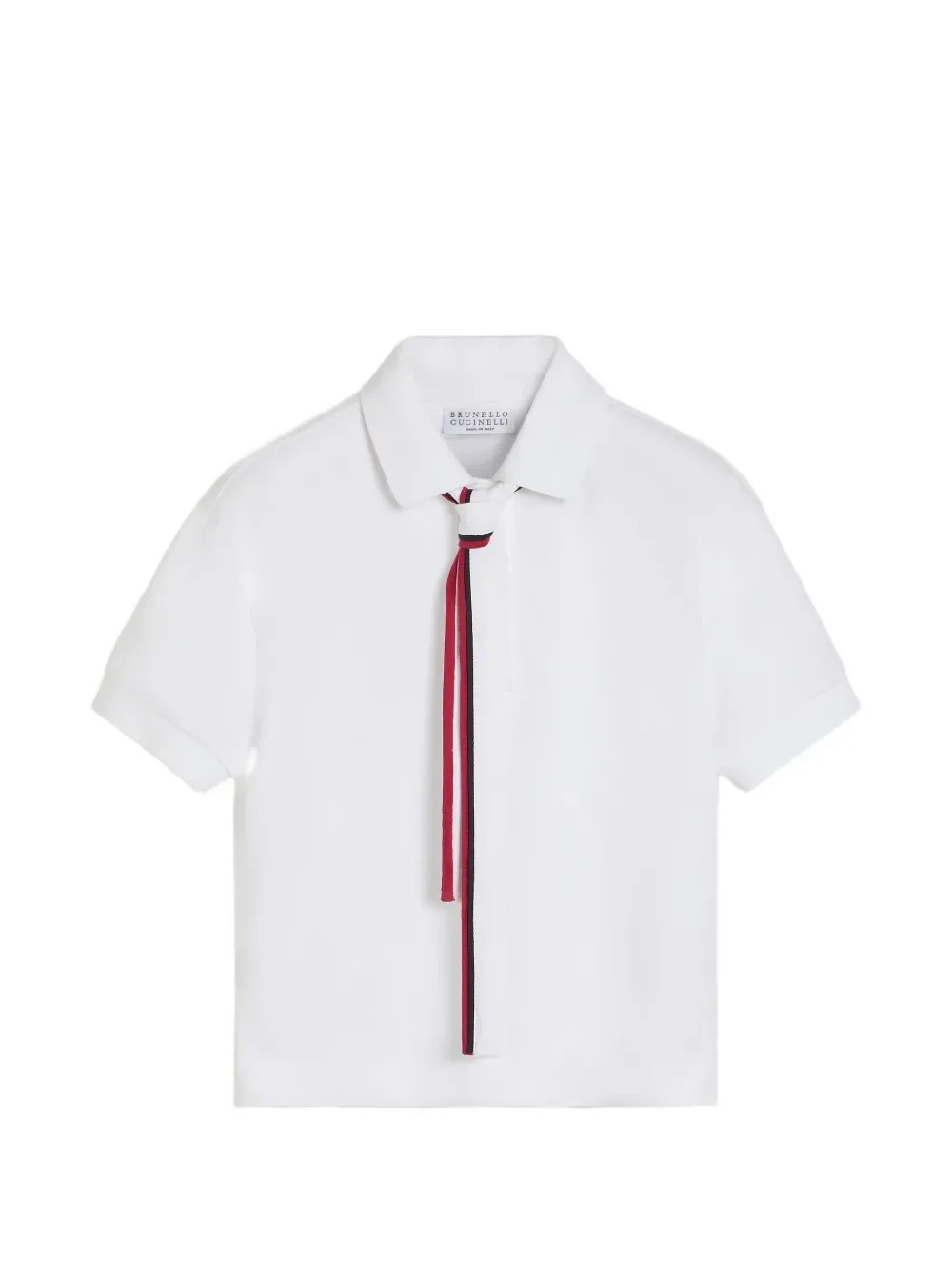 Рубашка поло с завязками Brunello Cucinelli Kids, белый