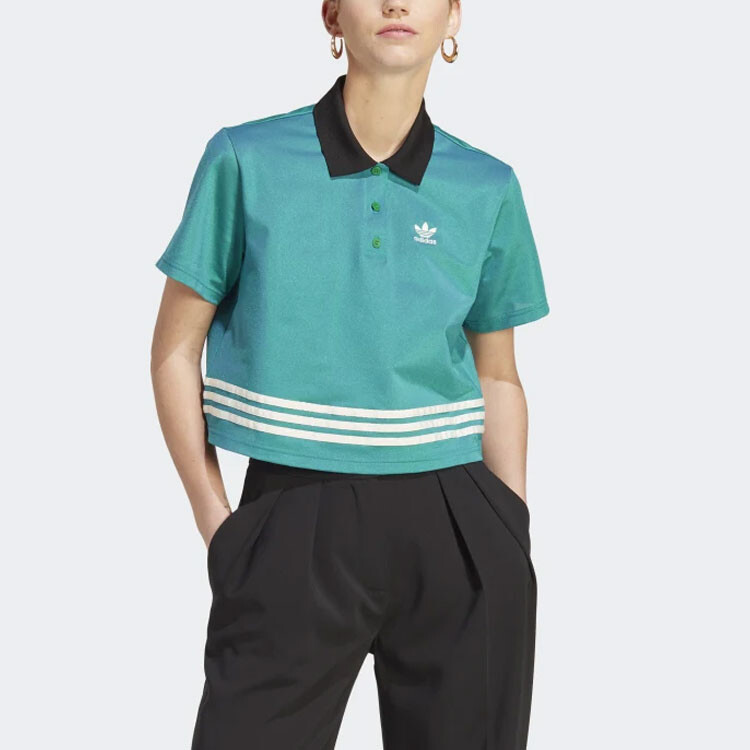 SS23 Adicolor 70s Retro Series Polo Shirt Womens Green Adidas Originals — фото 2