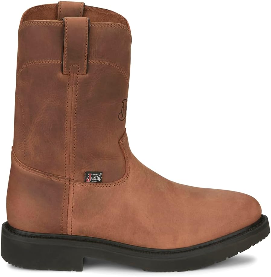 

Ботинки для мужчин Justin Round-Up 10 - стелька Comfort Ortholite, маслобензостойкие и противоскользящие, защитная обувь с рейтингом по электрическим опасностям, Aged Bark