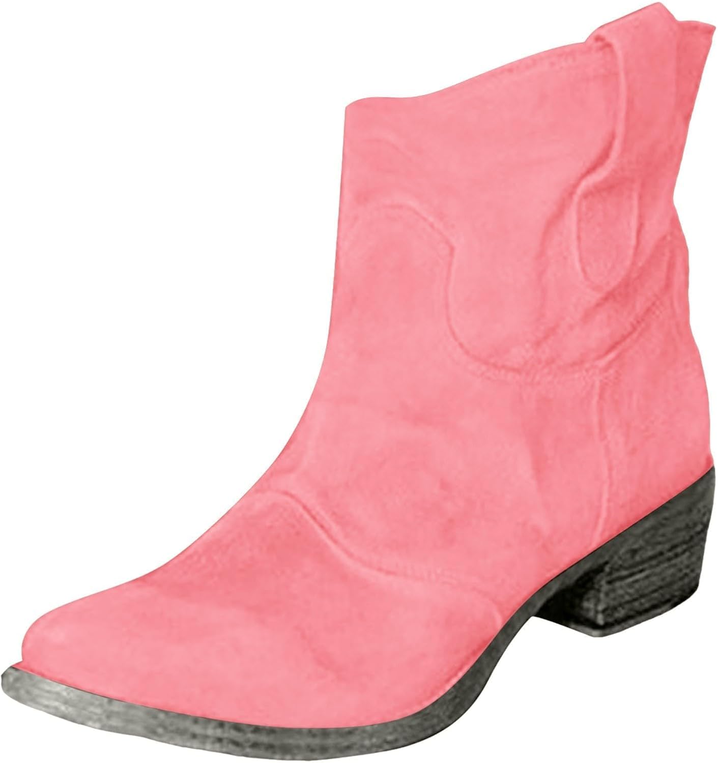 

Женские ботильоны Baxtayel, свободные, с заостренным носком, массивным низким каблуком, короткие замшевые ботинки, удобные, противоскользящие, ретро-стиля, для прогулок на улице, розовый