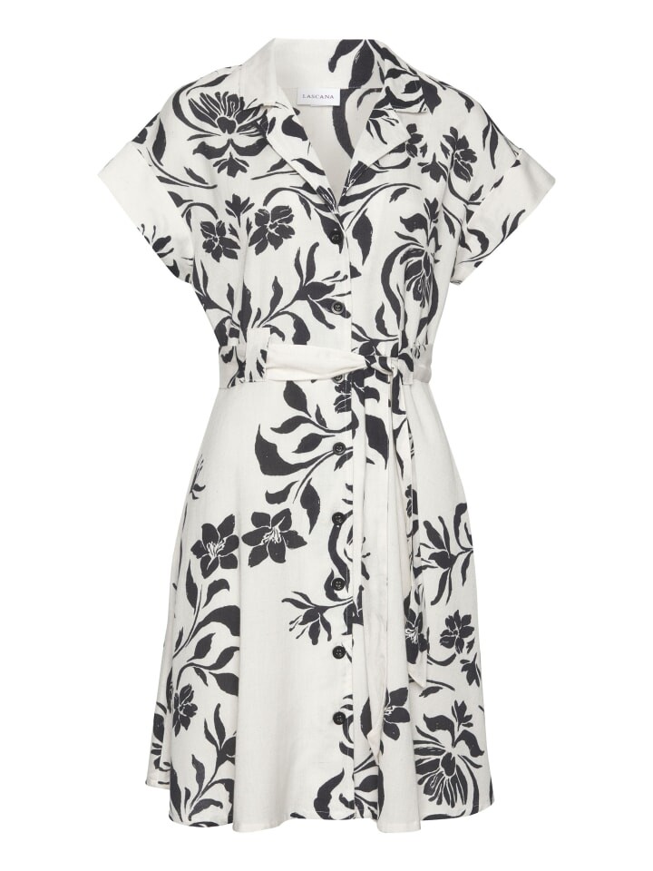 

Короткое платье LASCANA Hemdblusen, цвет beige-schwarz bedruckt