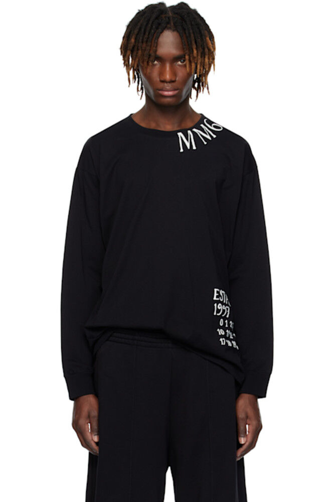 

Черная футболка с длинными рукавами и цифрами MM6 Maison Margiela