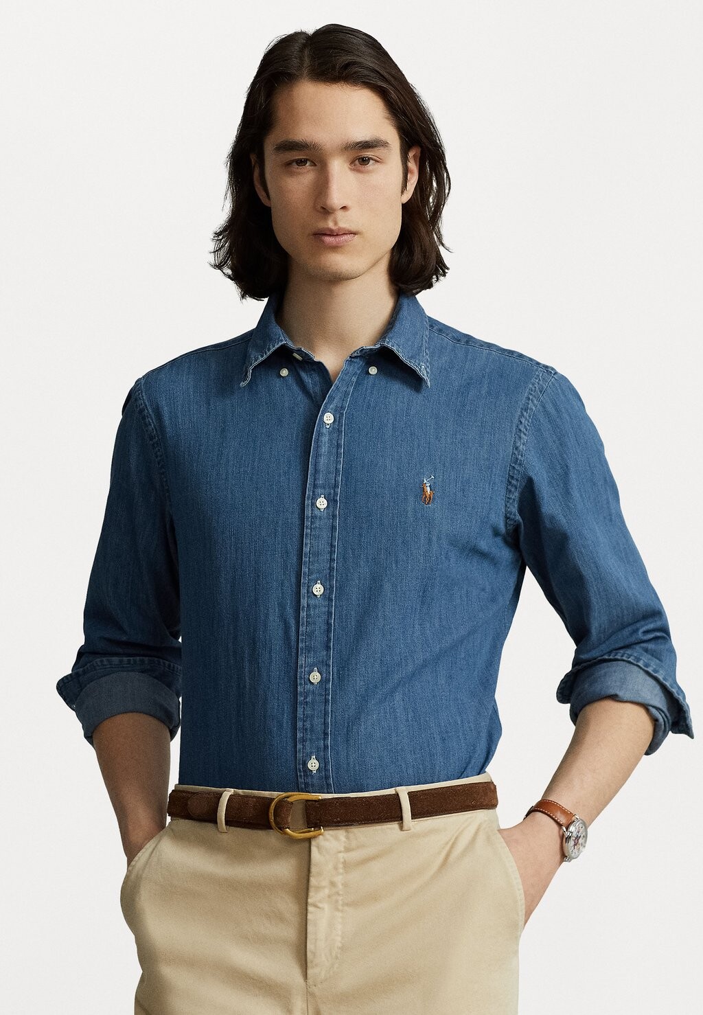 

Рубашка Custom Fit Shirt Polo Ralph Lauren, цвет denim