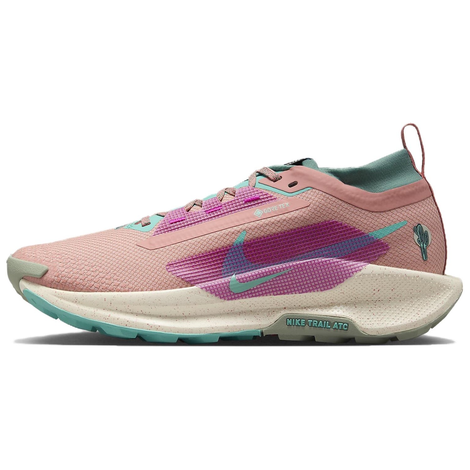 

Кроссовки Nike React Pegasus Trail 5 Gore-Tex Red Stardust Green Frost Women's, розовый