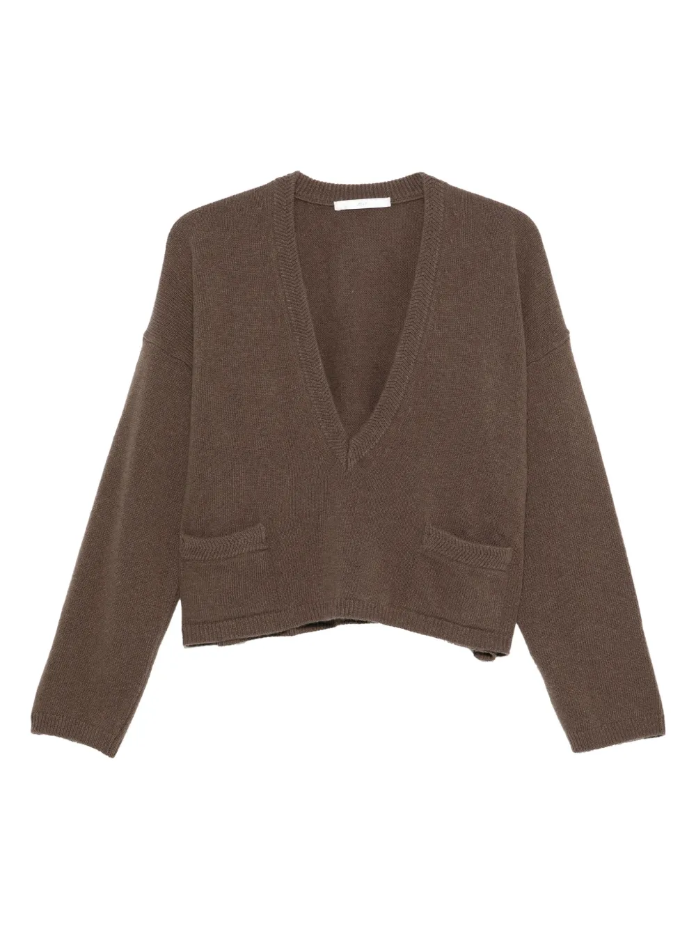 

Свитер с V-образным вырезом и карманами 3311, коричневый
