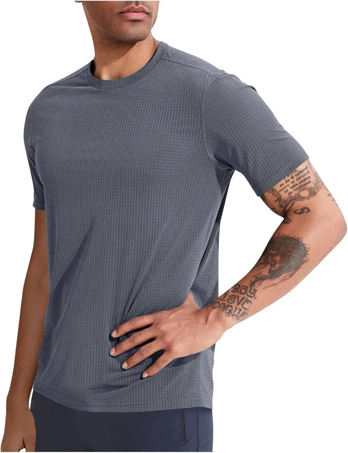 

Футболка для мужчин Crewneck Basic Athletic, короткий рукав, дышащая сетка, быстросохнущая