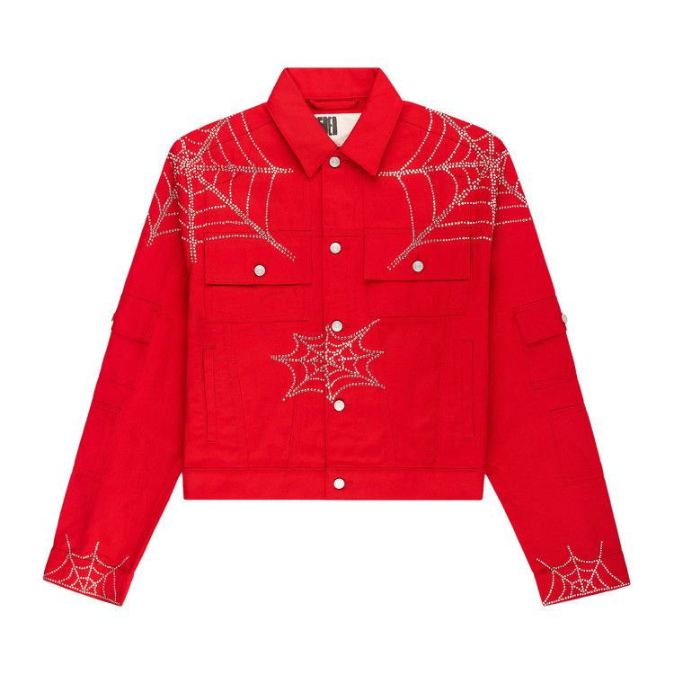 

Куртка Sp5der Web Denim Cropped Trucker Jacket, Red