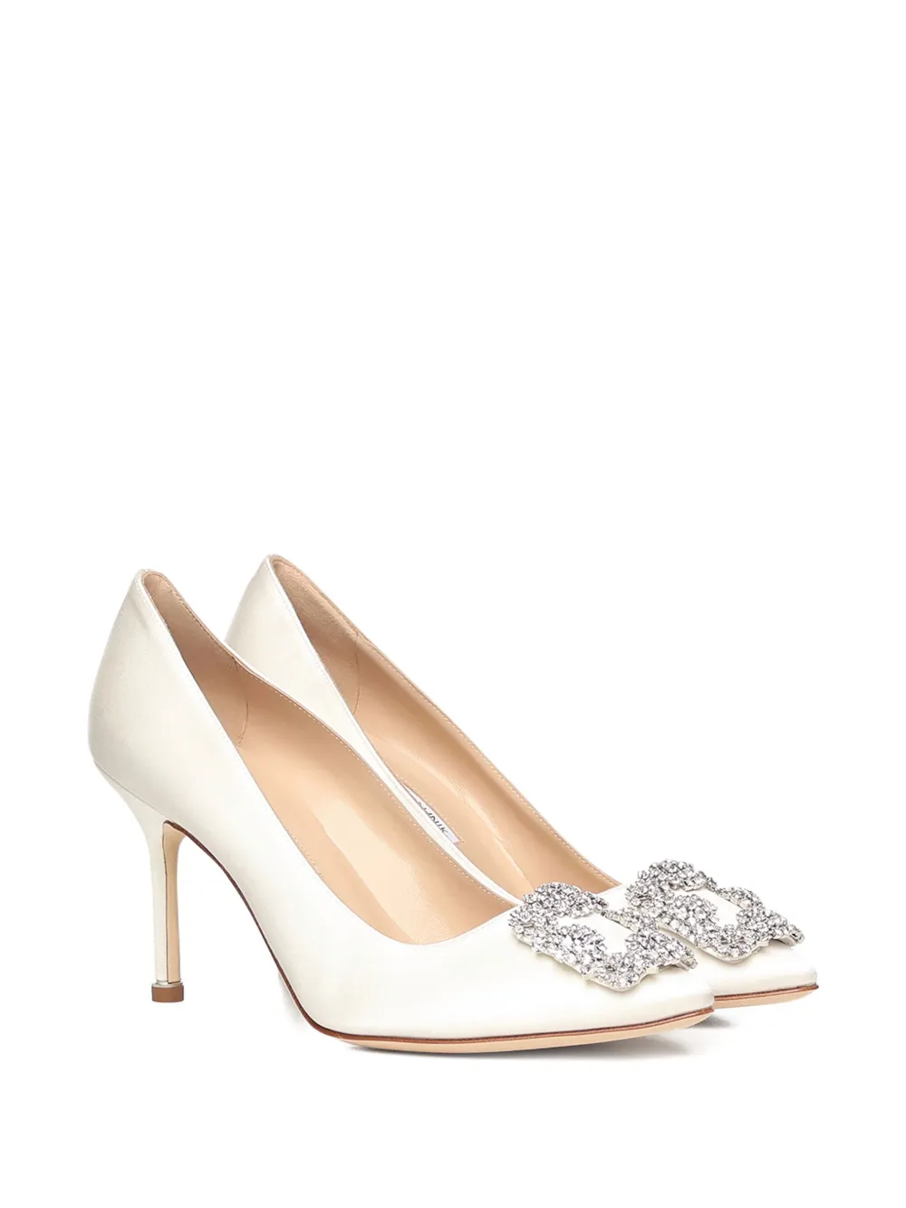 Туфли-лодочки на каблуке, украшенные кристаллами Manolo Blahnik, белый — фото 2