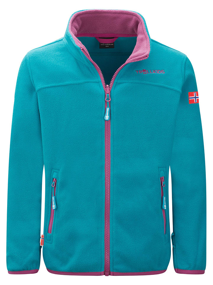 

Флисовая куртка "Oppdal" бирюзового цвета. Trollkids