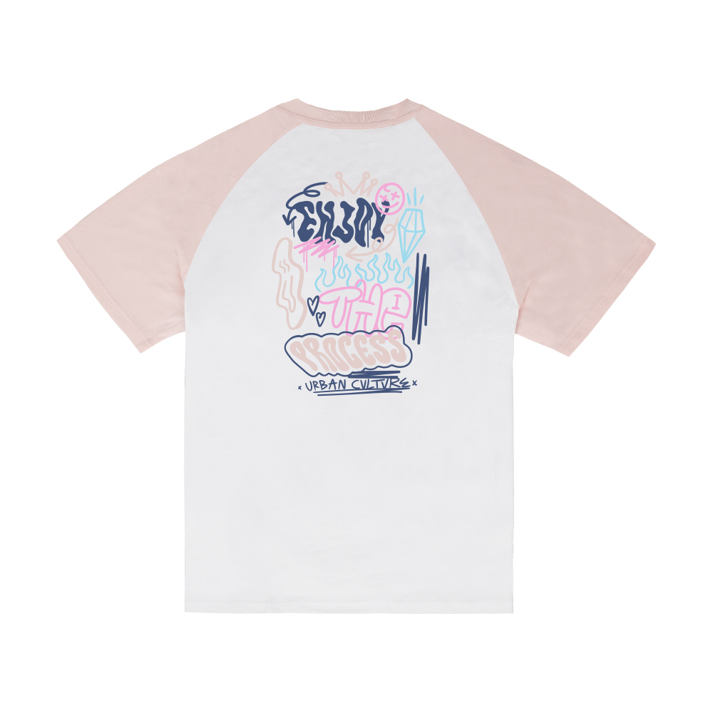 

LINING Футболка Unisex белая розовая, Розовый, LINING Футболка Unisex белая розовая