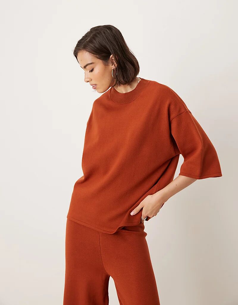 

Трикотажная структурированная футболка ASOS DESIGN цвета ржавчины