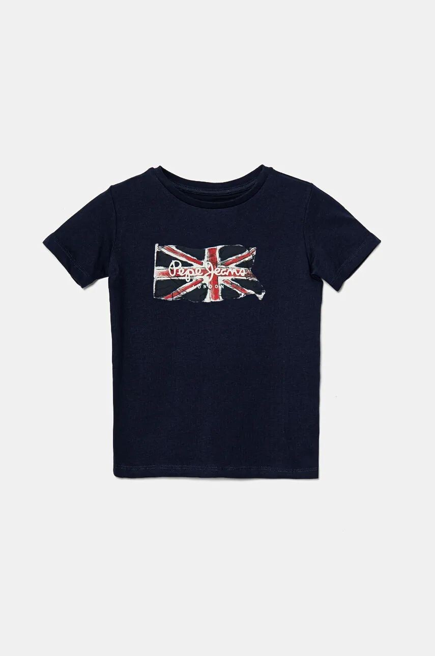 

Детская хлопковая футболка Pepe Jeans CLAG, темно-синий
