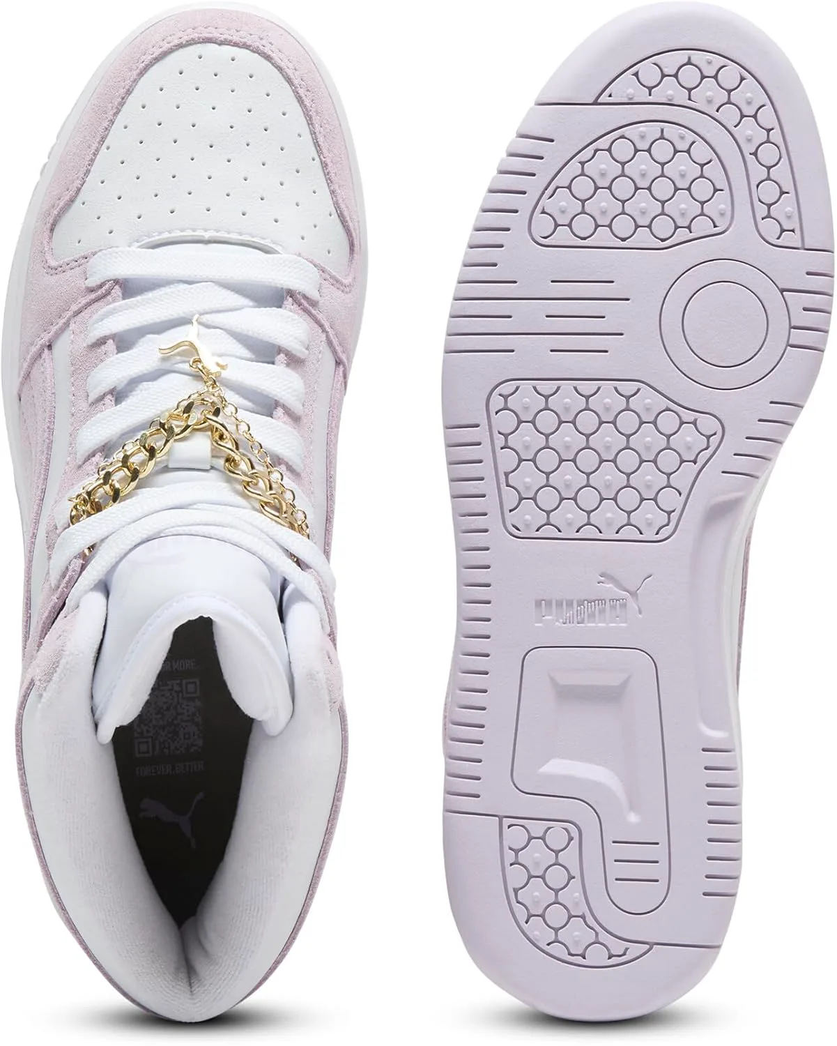 Женские кроссовки Puma Rebound Layup Luster Mid, белый/сиреневый — фото 4