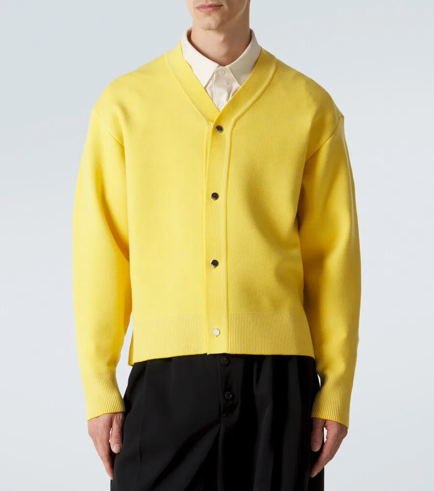 Кардиган Doppio из шерстяной смеси Jacquemus, желтый — фото 3