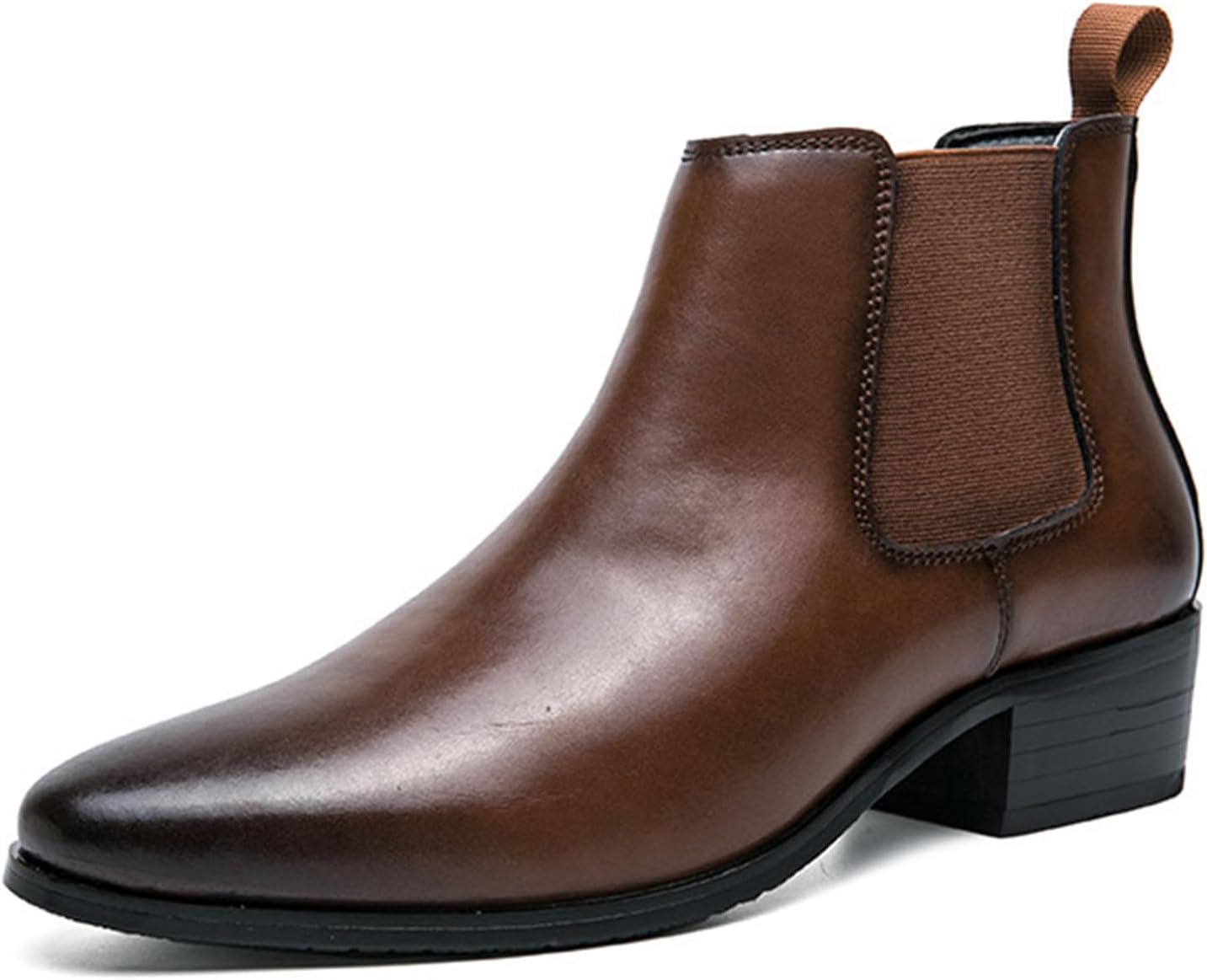

Мужские кожаные ботинки Челси с заостренным носком, на щиколотку, с модной двойной эластичной вставкой, на массивном каблуке, устойчивые к скольжению, для деловых встреч, свадеб и официальных мероприятий Nxnbhsl, коричневый