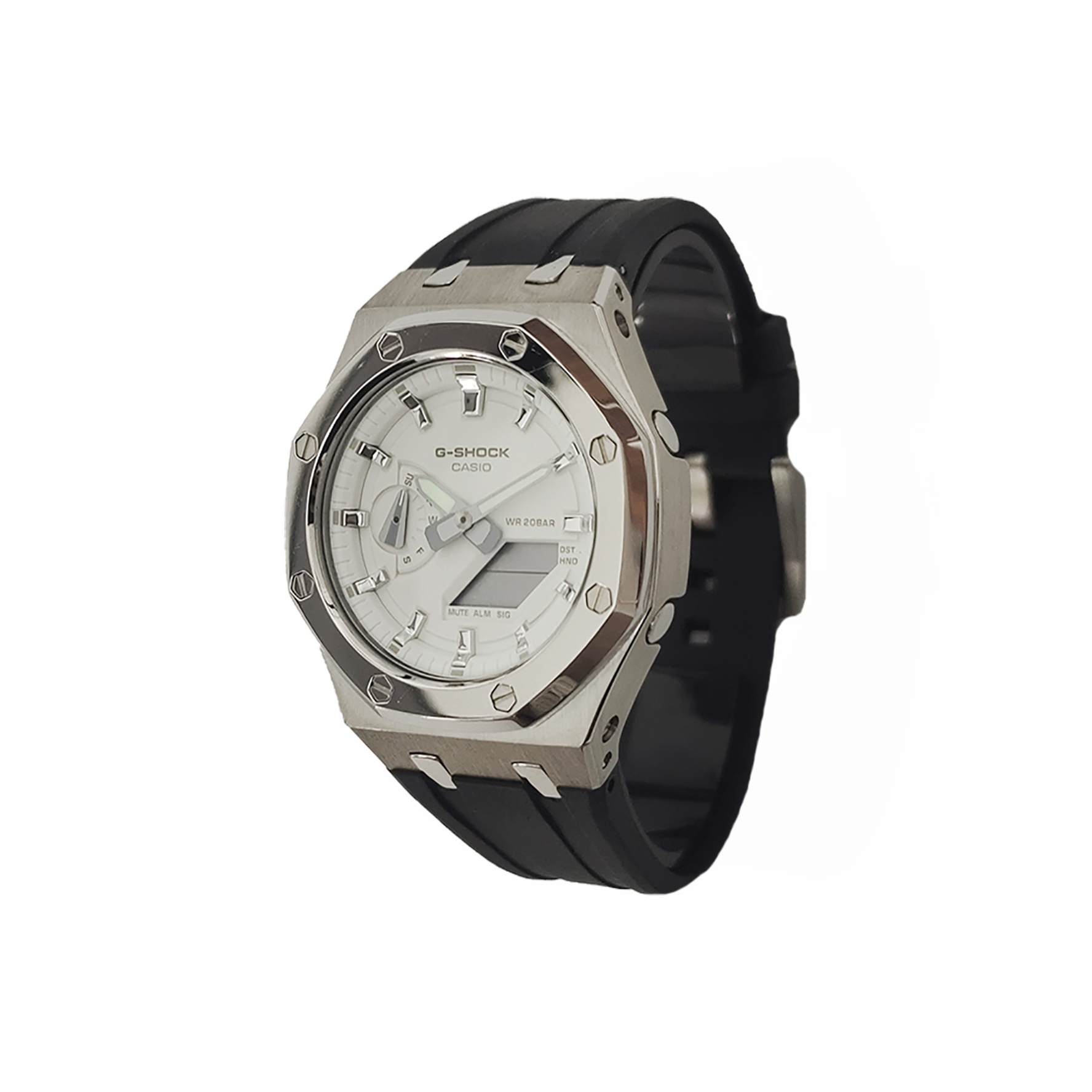 

CASIO Мужские часы Retrofit Series с кварцевым механизмом и ремешком из фторэластомера, белый циферблат