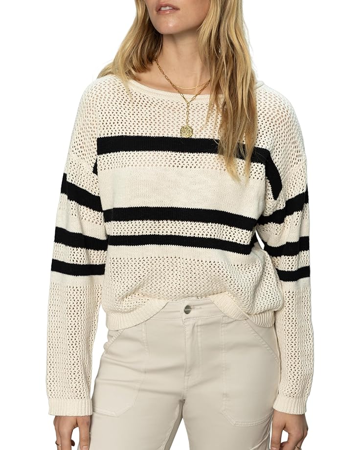 

Свитер Sanctuary Sporty Stripe Open Knit Sweater, цвет Eco Natural/Black Stripe