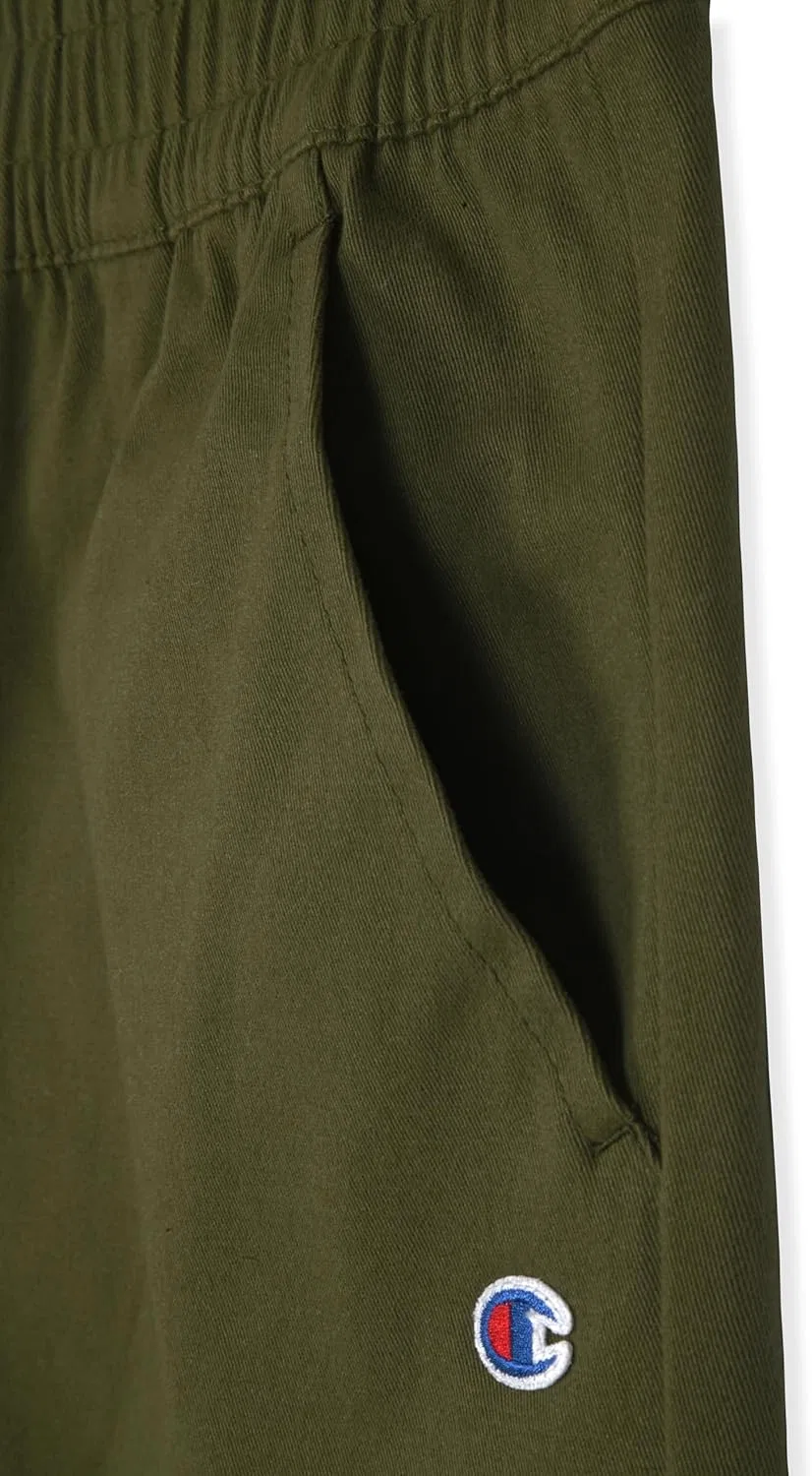 Детские спортивные брюки Champion из саржи, эластичного хлопка, с карманами, Olive Night — фото 4