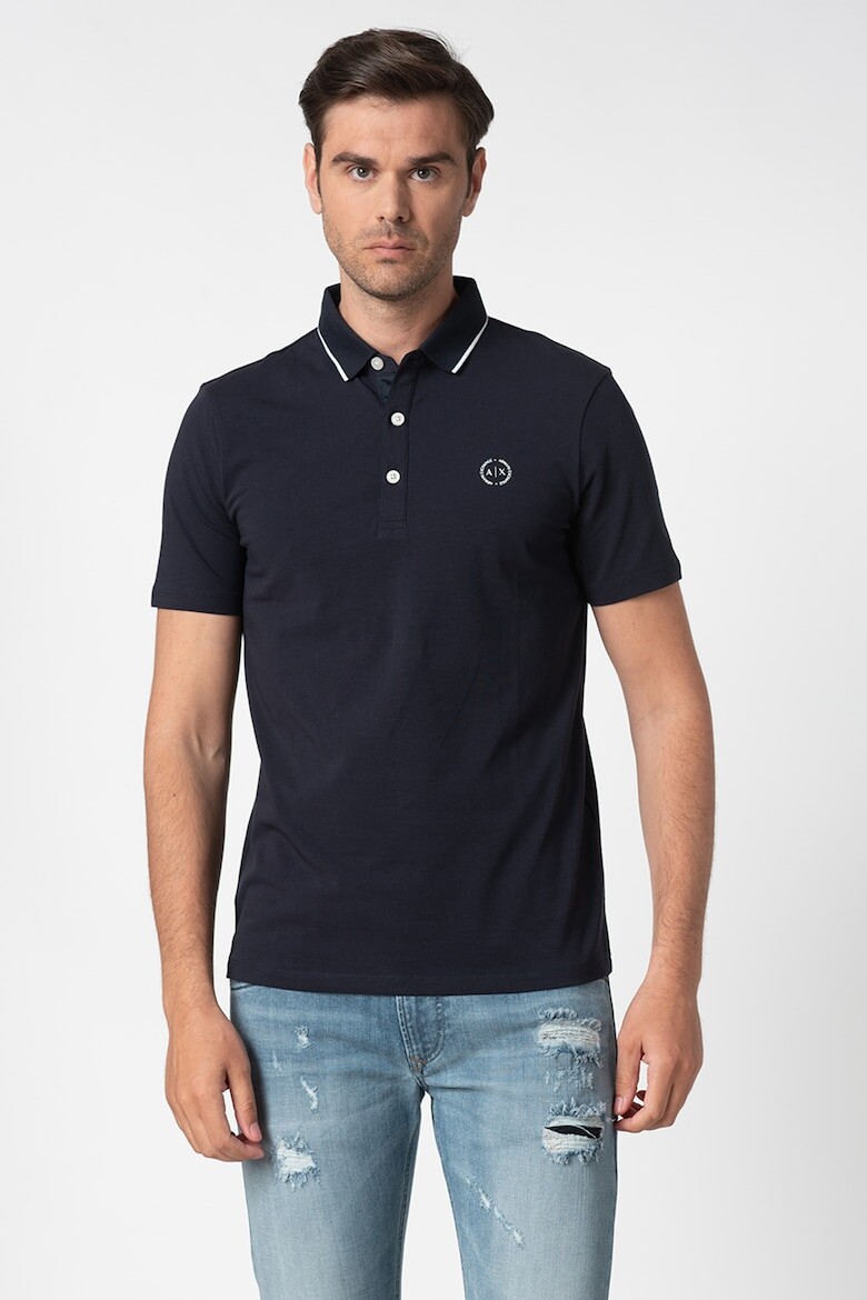 

Футболка с воротником и логотипом Armani Exchange, синий