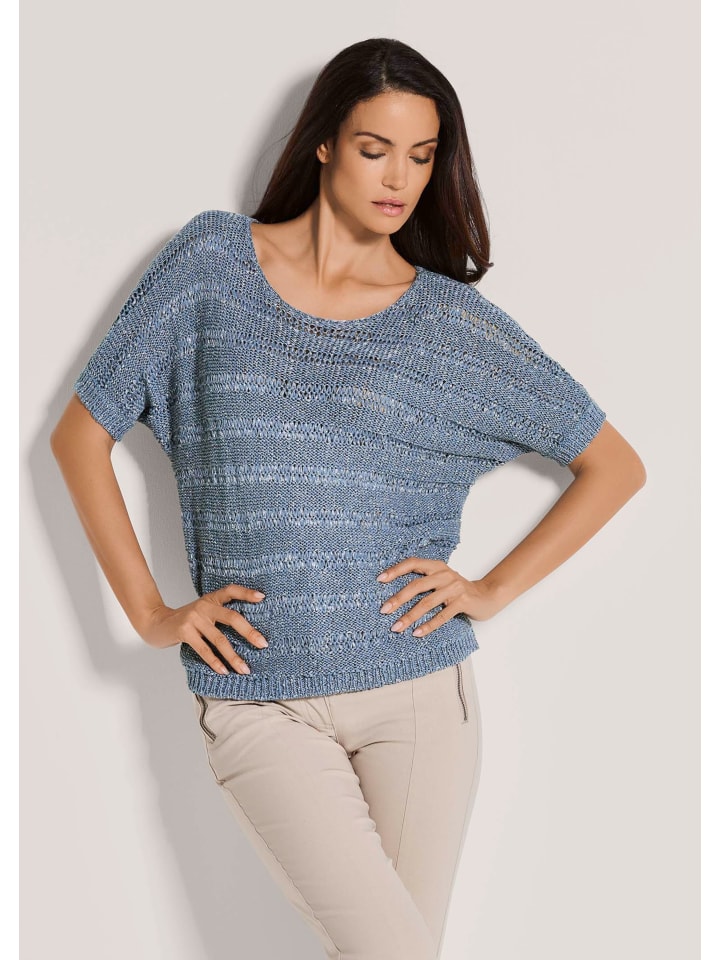 

MADELEINE Свитер с ленточным узором и блестящим эффектом дымчато-синего цвета