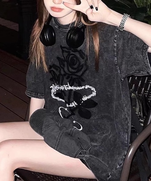 

Футболка оверсайз с принтом тай-дай DIAVEL, темно-серый