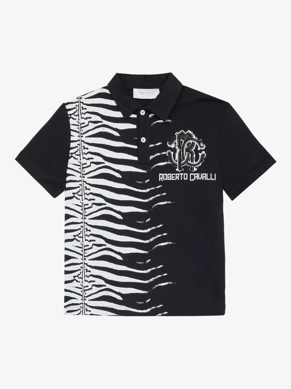 

Хлопковая рубашка-поло Roberto Cavalli Junior, черный