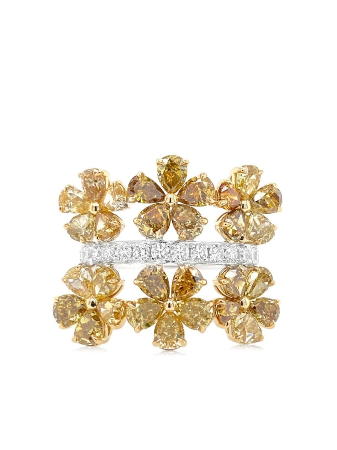

Коктейльное кольцо с желтым бриллиантом из 18-каратного белого золота HYT Jewelry, золотой