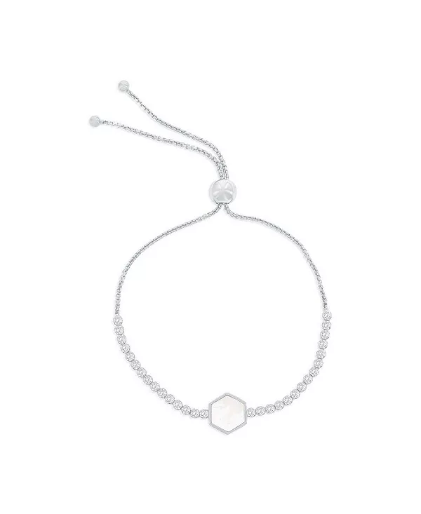 

Браслет-Боло из стерлингового серебра с шестигранной головкой в центре и фианитами Caribbean Treasures, silver