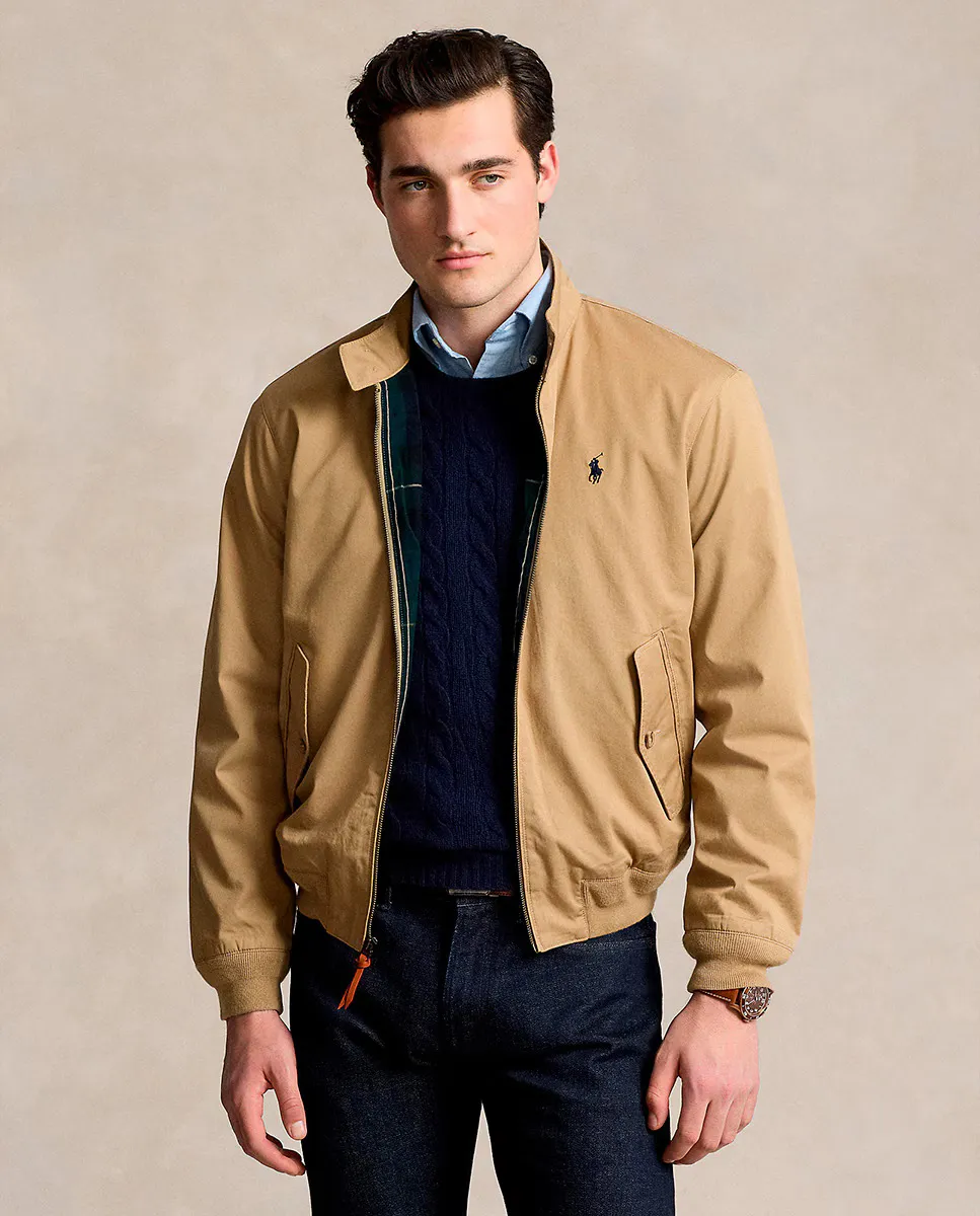 

Мужская хлопковая куртка на молнии Polo Ralph Lauren, бежевый